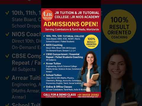 JR TUTORIAL COLLEGE JR TUITION CENTRE JR NIOS ACADEMY JR NIOS COACHING CENTRE JR CBSE