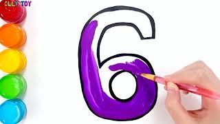 Glitter Number coloring pages Learn Colors  Learn numbers for kids  Jolly Toy Art ☆