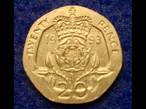 Twenty Pence Coin UK 1993 (Mintage 123 Million)
