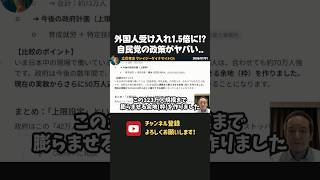 外国人受け入れ数が1 5倍に！？なし崩しに外国人を受け入れる自民党の方針に批判が殺到、、【 浜田聡 切り抜き 日本自由党 】