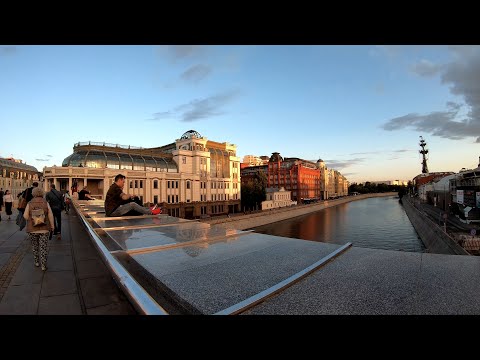 ⁴ᴷ⁵⁰ Caminhando por Moscou: Pôr do sol - Patriarshiy Most, Yakimanskaya Naberezhnaya até Bol'shaya Yakimanka St.