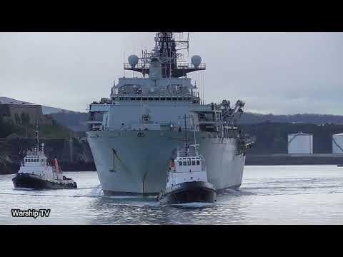 HMS ALBION L14 RETURNS HOME TO DEVONPORT NAVAL BASE FROM OP ACHILLEAN DEPLOYMENT 10-12-22