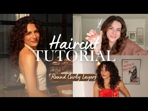 ROUND CURLY HAIRCUT TUTORIAL | How I cut round layers in my curly hair that also look good straight
