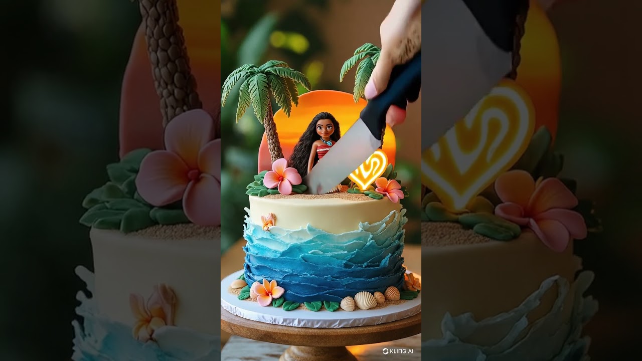 Moana Cake?! 🌊🌺 Would YOU Eat the Wave or the Heart First?