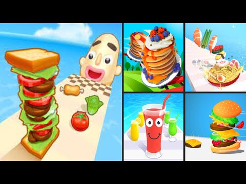 SANDWICH RUNNER vs PANCAKE RUN / NOODLE RUN / BURGER RUN / JUICE RUN / TALL MAN RUN - Best Gameplay