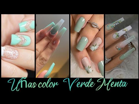 DISEÑOS DE UÑAS 2022❤️ VERDE MENTA|uñas tono pastel verde y Azúl| nail 2022