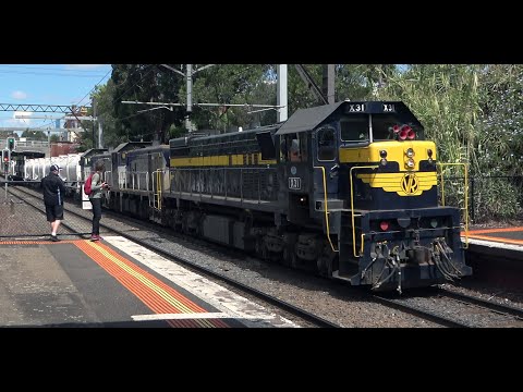 4K 50 Year Old EMD Locomotives leading a Mainline Freight Train in Victoria.