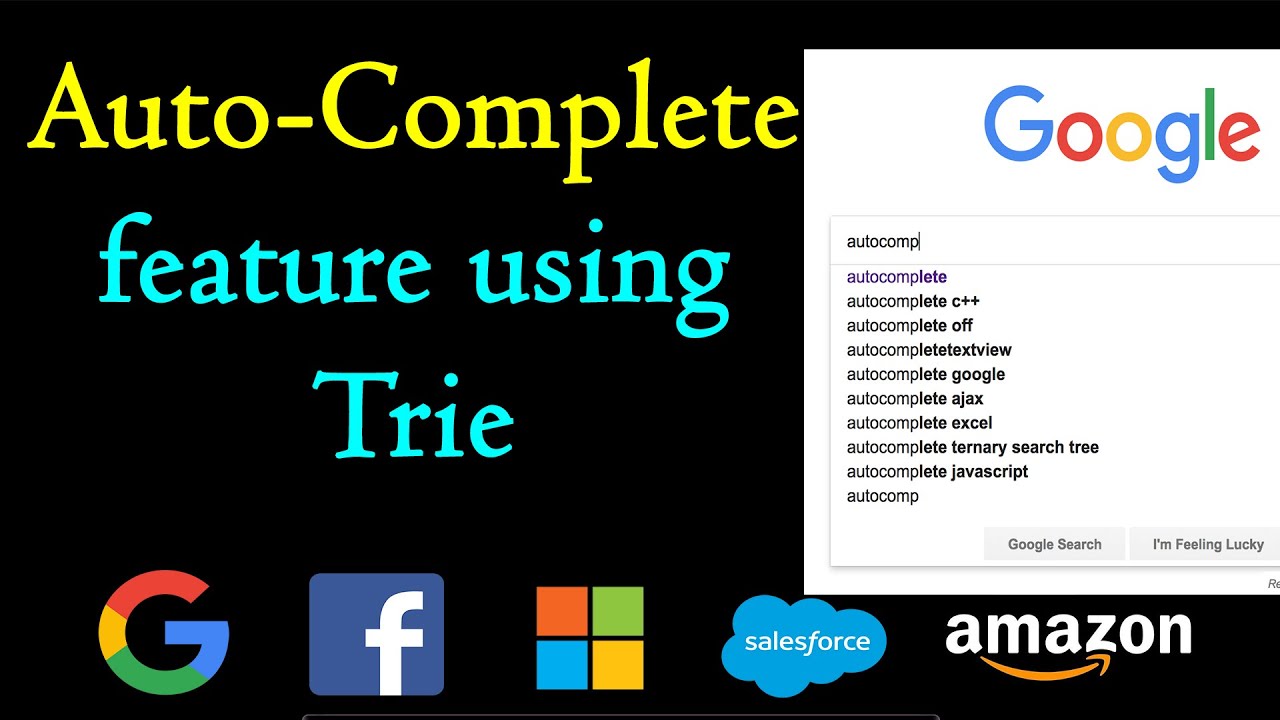 Auto complete feature using trie