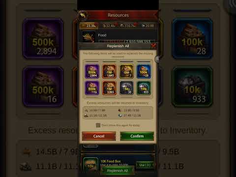 Evony upgrading from K38 to k39 and clearing the double RSS/Speed event