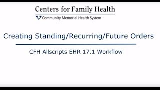 How to create Standing/Recurring Orders- EHR 17.1