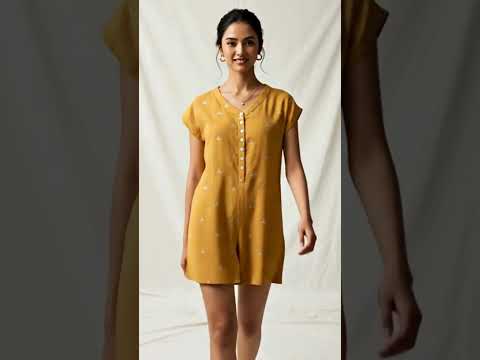 Mustard Handwoven Jamdani Romper — video
