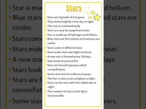 Essay on Stars #stars #star #essay #englishessay #easytolearnandwrite #moon #sky #night #essay #sun