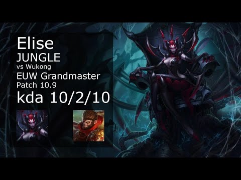 Elise vs Wukong Jungle - EUW Grandmaster 10/2/10 Patch 10.9 Gameplay