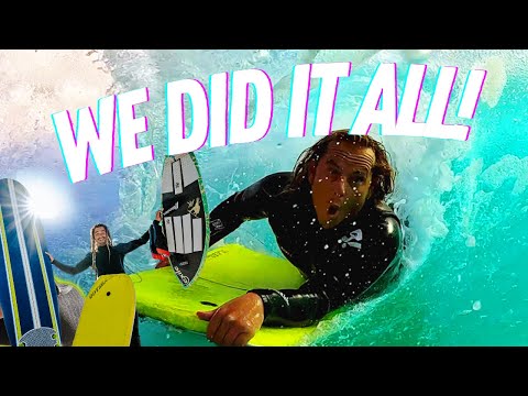 Doing EVERYTHING to get a barrel! Skimboarding, Body Boarding, Step-offs!