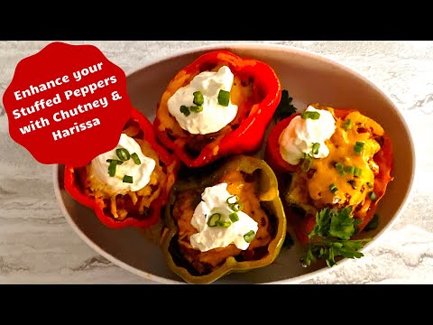 Low carb stuffed peppers enhanced with chutney and...