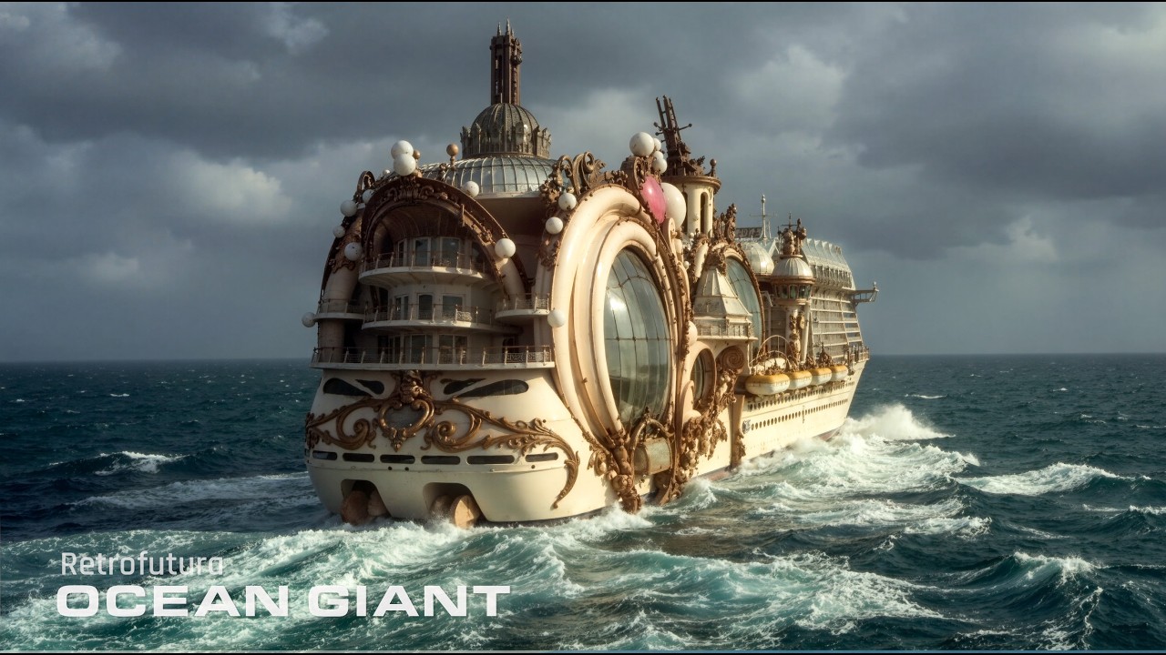 Sailing the Stained-Glass Ocean Liner: A Peaceful Steampunk Voyage | AI 4K — Retrofutura