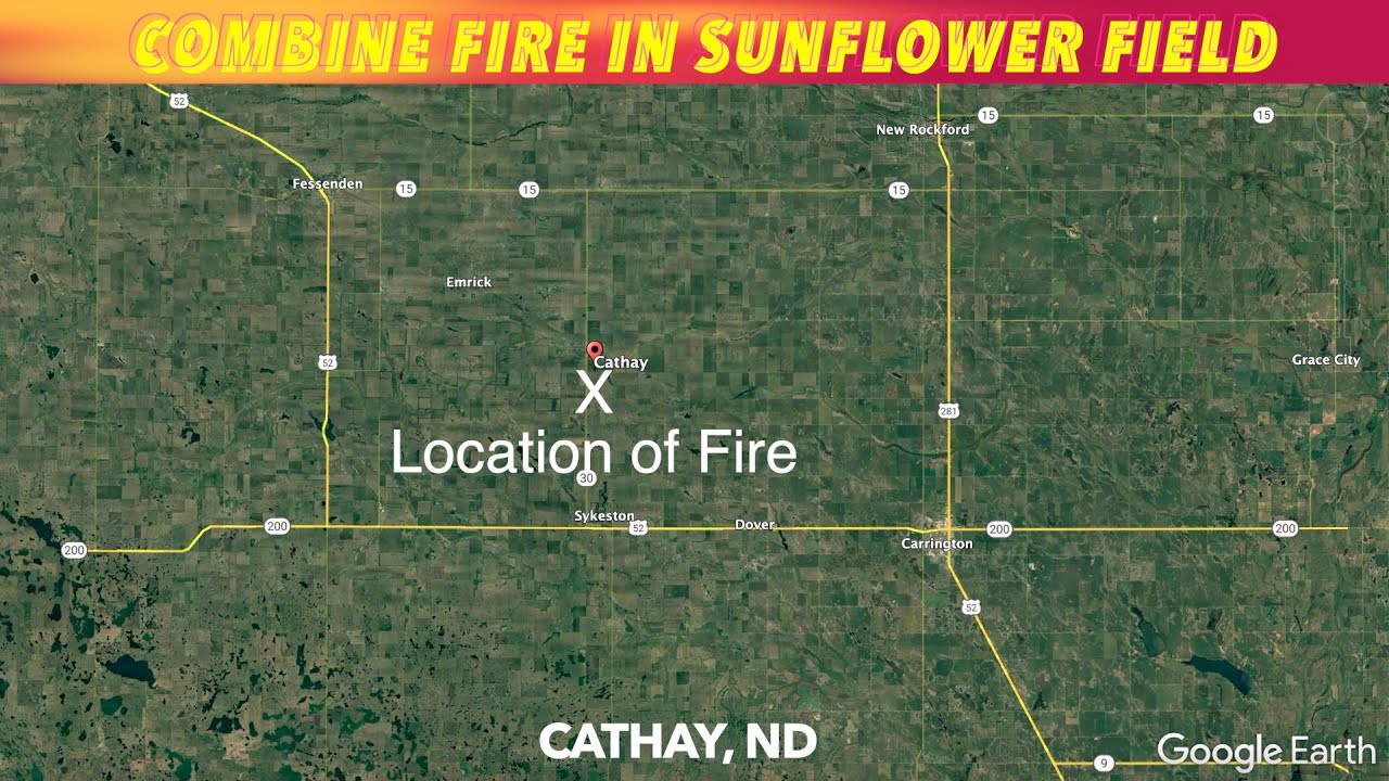 Early Sunday Morning Combine Fire In Middle Of Sunflower Field
