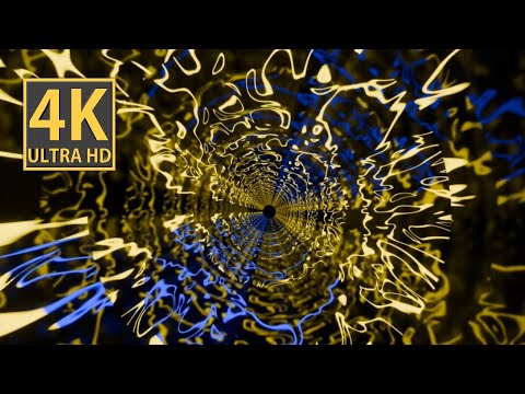 VJ LOOP NEON Hypnotic Yellow Blue Tunnel Abstract Background Video  4k Calm Blender-Art Visual ASMR