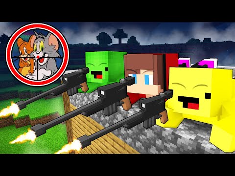 How Mikey, JJ & Banana Kid Snipers defeat TOM and JERRY.EXE in Minecraft - Maizen
