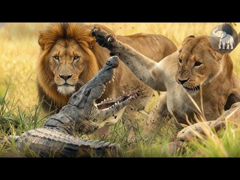 Las Batallas Más Grandes del Reino Animal  Manada de Leones vs Cocodrilos del Río #animalessalvajes