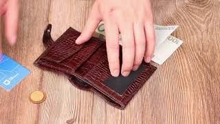 Фактурний чоловічий вертикальний гаманець із натуральної шкіри з тисненням під крокодила BOND 22003 коричневий