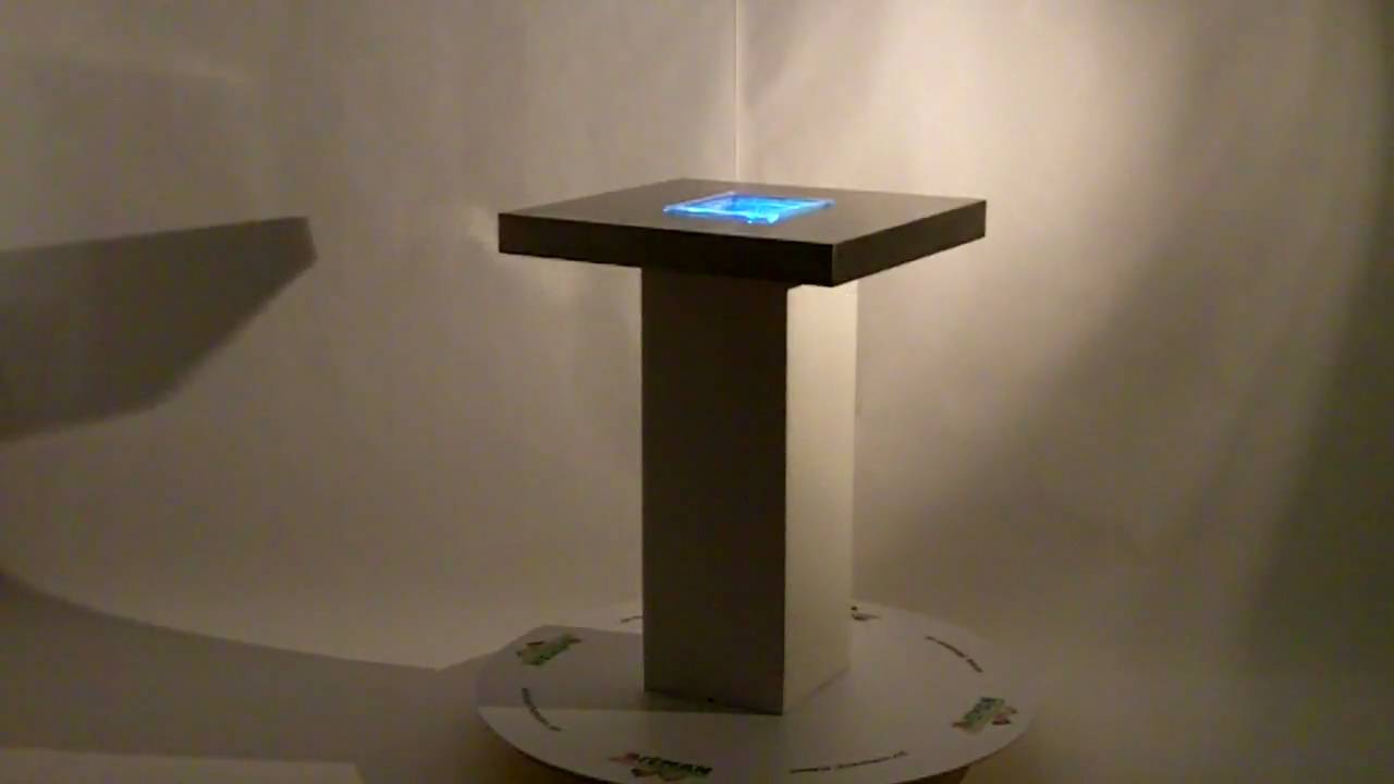 Statafel wit met rvs blad met gat met ledlamp op accu Heman 11832, 1235