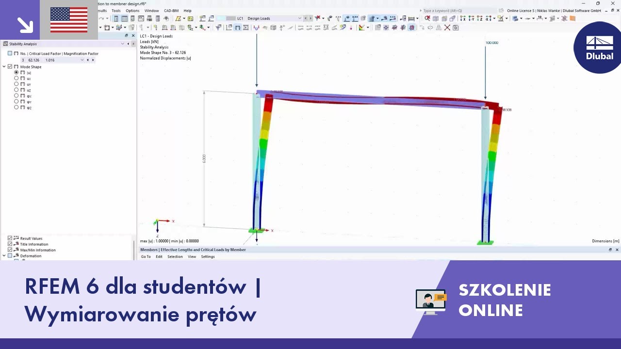 RFEM 6 dla studentów | Wprowadzenie do wymiarowania prętów | 15 kwietnia 2026