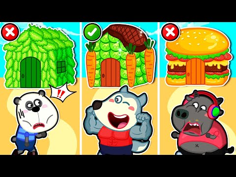 Familia Wolfoo Español | ¿ELIGES LA CASA DE VEGETALES O LA CASA DE HAMBURGUESAS? - Dibujos Animados