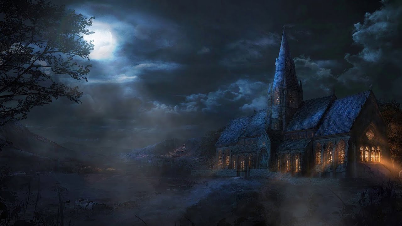 24/7 Hearing Sacred Music from an Ancient Church at Nighttime and you're sitting under the Full Moon