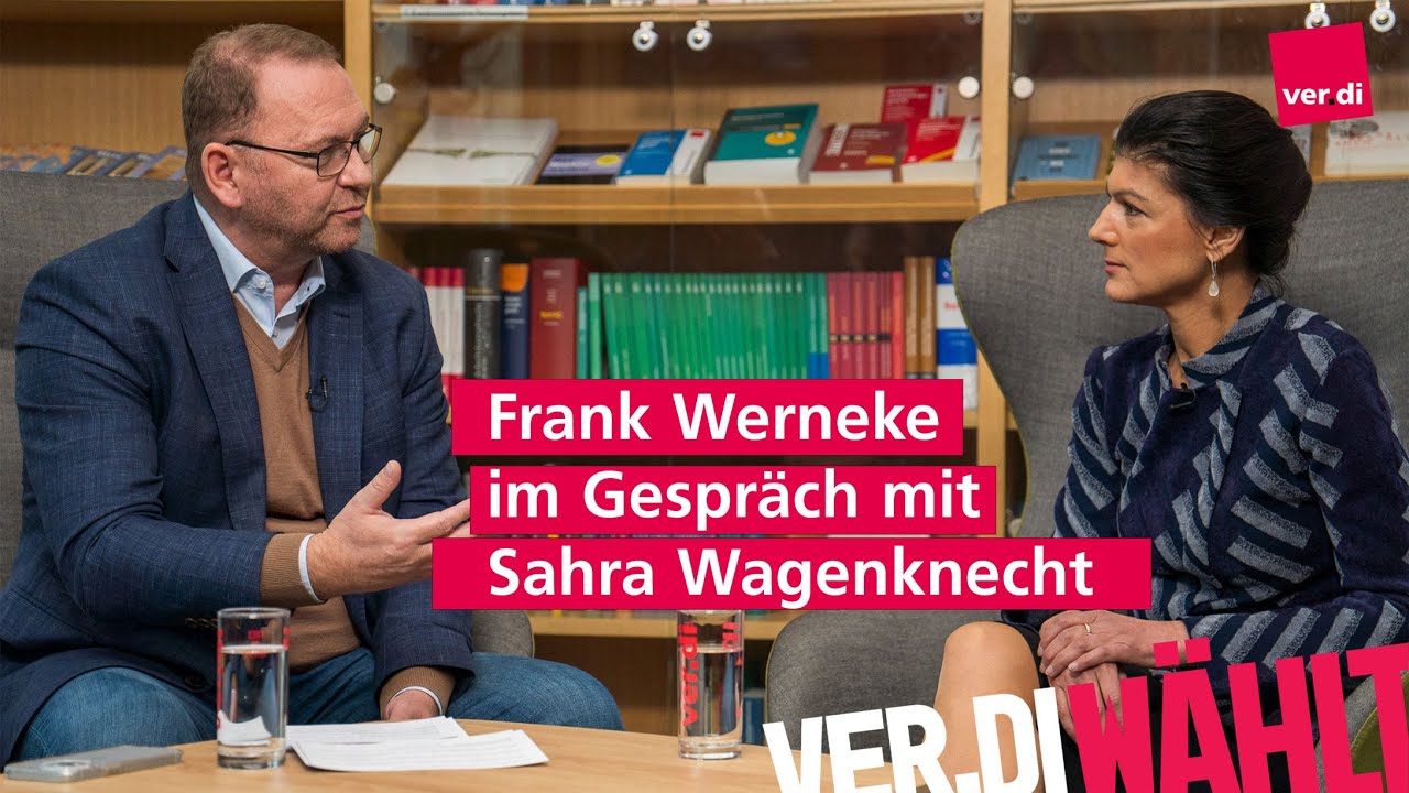 Frank Werneke im Gespräch mit Sahra Wagenknecht.