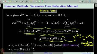 Week 4 : Lecture 21 : Iterative Methods: Successive Over Relaxation Method