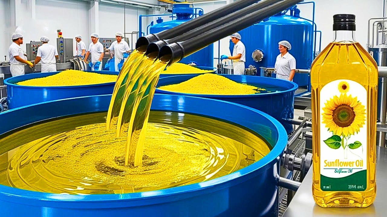 شاهد كيف يتحول دوّار الشمس إلى زيت في مصانع عملاقة