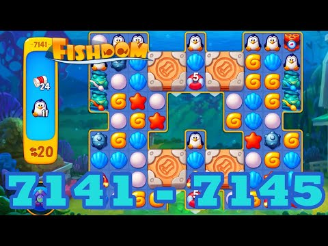 Fishdom Level 7141 - 7145 HD Walkthrough | 3 match puzzle | gameplay | android | 7142 | 7143 | 7144