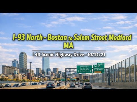 🚖 I-93 North - Boston to Salem Street Medford MA | 4K Scenic Highway Drive - 10/21/21