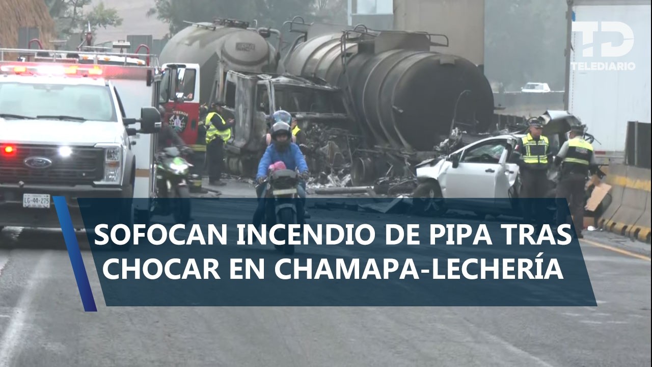 Pipa se incendia sobre la carretera Chamapa-Lechería; reportan cierres viales