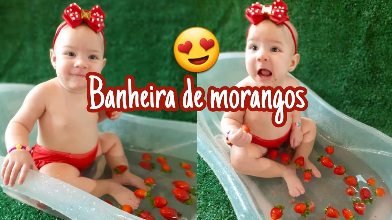 6° MESVERSÁRIO/ FOTINHOS EM CASA NA BANHEIRA COM MORANGOS.