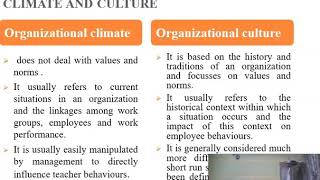 organisational clmate and culture