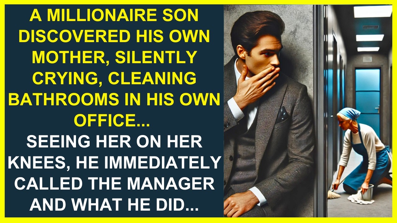 A MILLIONAIRE SON DISCOVERED HIS MOTHER CRYING, CLEANING BATHROOMS IN HIS OWN OFFICE... WHAT HE DID