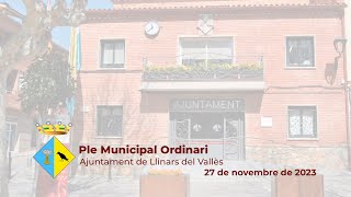 Ple ordinari del dia 27 de novembre de 2023