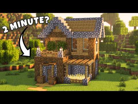 Minecraft: Easy Oak Starter House 🏠 | 2-Minute Build Tutorial ⏱️