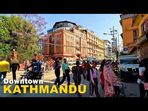 4K Virtual Walking Tour through Downtown Kathmandu, NEPAL - City Walks 2023