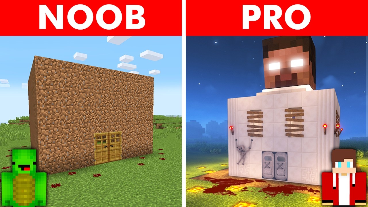 Minecraft NOOB vs. PRO Scary Prank House Build Challenge