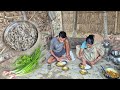 Rural Cooking And Eating Prawns Curry With Onion Leaves Recipe By Mother And Son