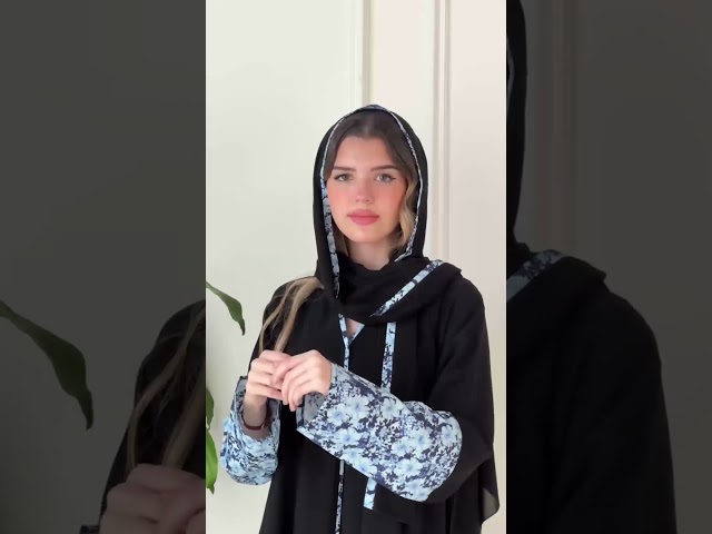 عباية سوداء منقوشة شيك للخروج 7006