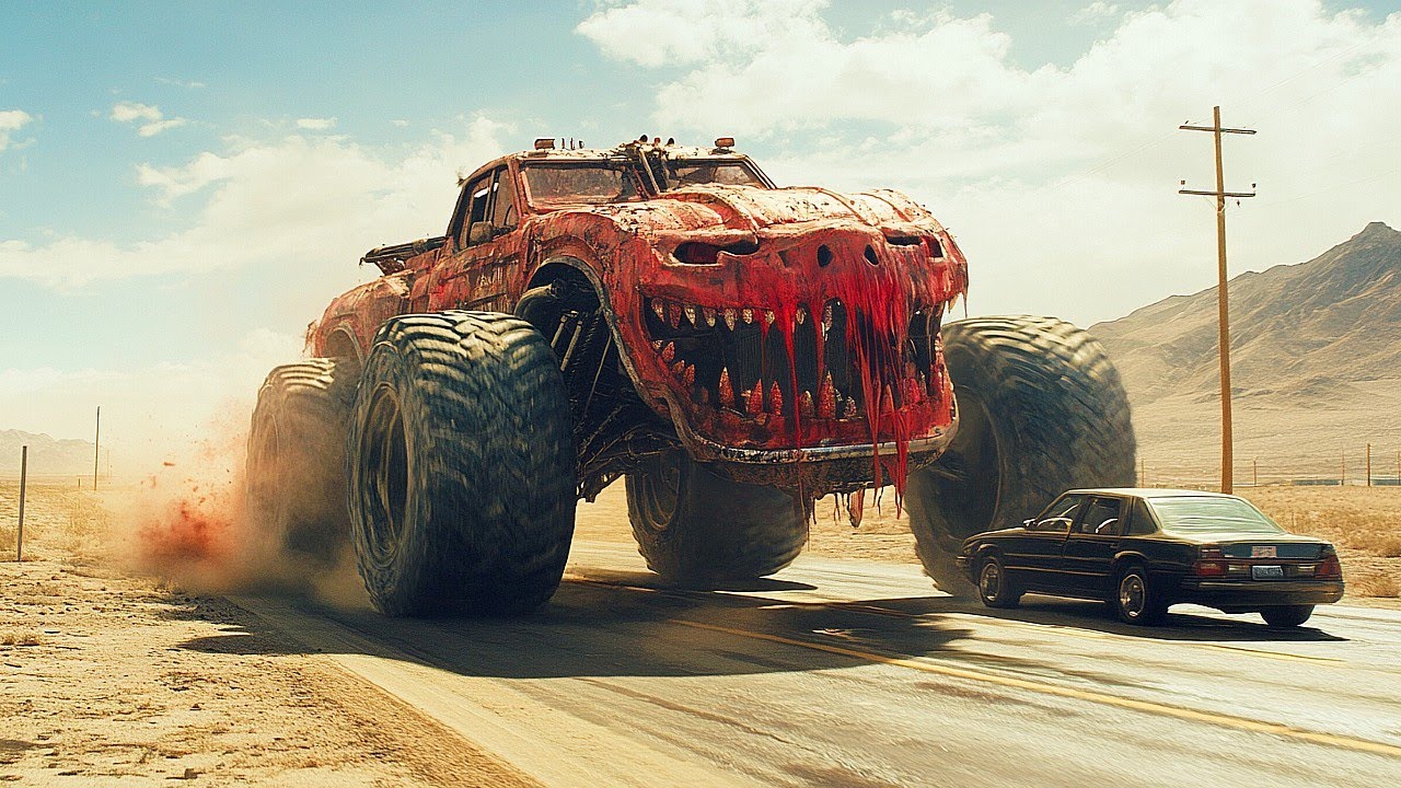 MONSTER TRUCK pilotado pelo DEMÔNIO PERSEGUE os CARROS em uma estrada para COMPLETAR seu RITUAL