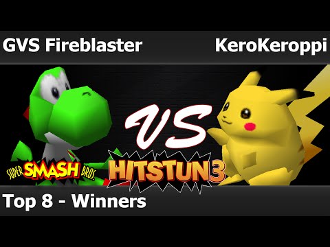 Hitstun 3 Smash 64 - GVS Fireblaster (Yoshi) vs KeroKeroppi (Pikachu) - Top 8 - Winners