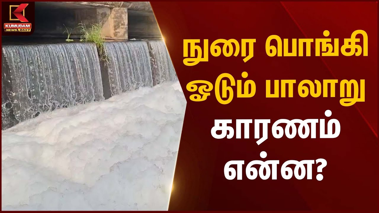 நுரை பொங்கி ஓடும் பாலாறு – காரணம் என்ன? | Foaming River Water | Kumudam News