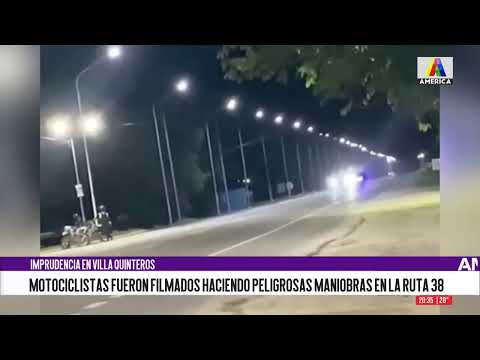 Motociclistas fueron filmados realizando maniobras peligrosas en la ruta 38, en Villa Quinteros