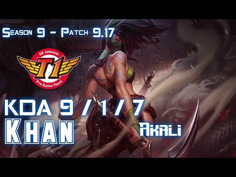 SKT T1 Khan AKALI vs AATROX Top - Patch 9.17 KR Ranked