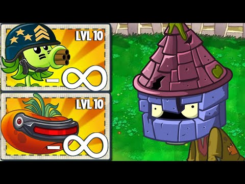 PvZ 2 Challenge - All Plants x5 use POWER UP Infinite! Vs 50 Castlehead Zombies Level 10